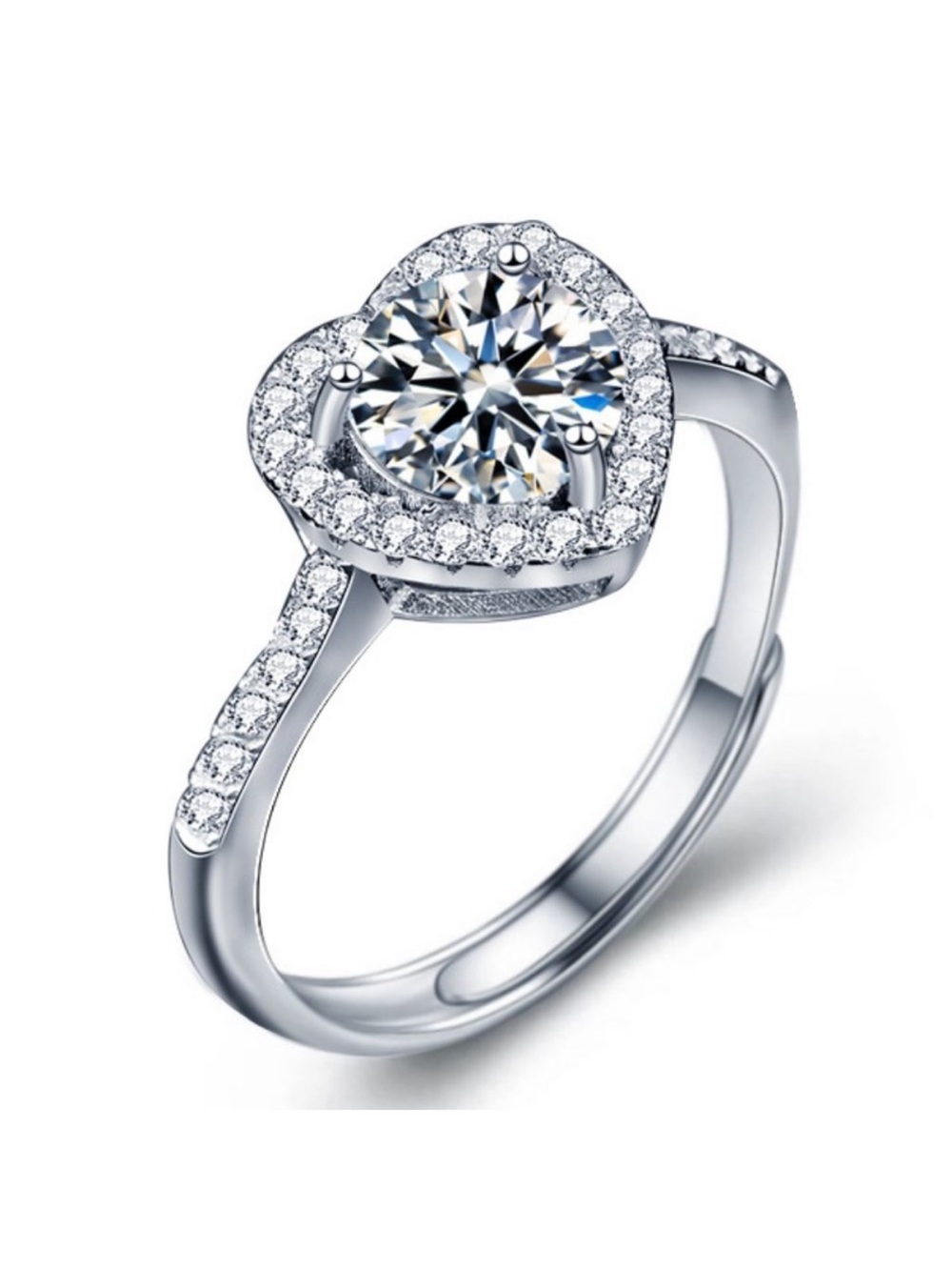 Certified 1ct. t.w. Moissanite
Diamond Heart Halo Ring NEW